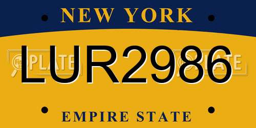 LUR2986 New York License Plate