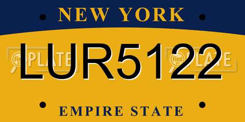 LUR5122 New York License Plate