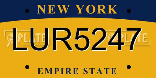 LUR5247 New York License Plate