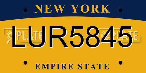 LUR5845 New York License Plate