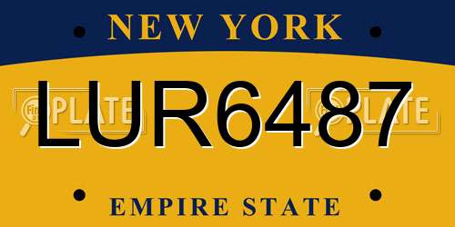 LUR6487 New York License Plate
