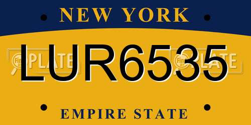 LUR6535 New York License Plate