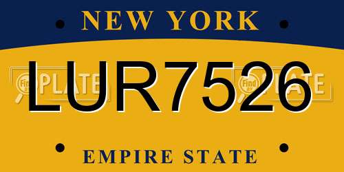 LUR7526 New York License Plate