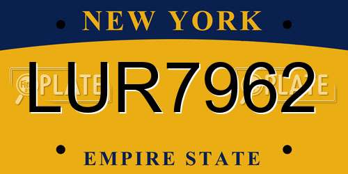LUR7962 New York License Plate