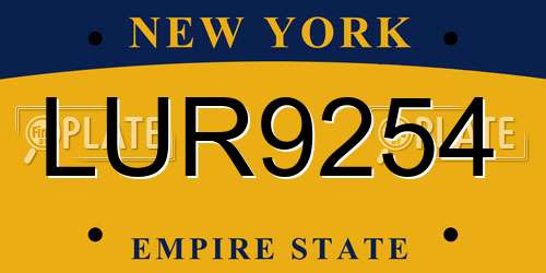LUR9254 New York License Plate