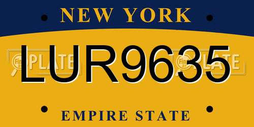 LUR9635 New York License Plate