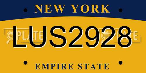LUS2928 New York License Plate