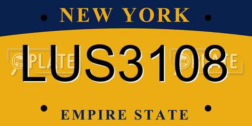 LUS3108 New York License Plate
