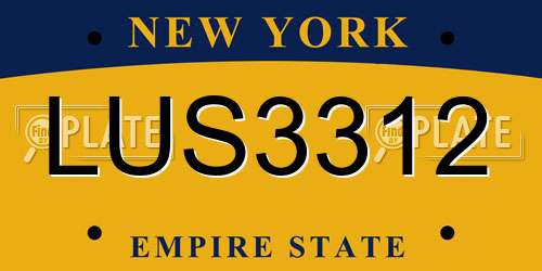 LUS3312 New York License Plate