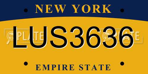 LUS3636 New York License Plate