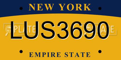 LUS3690 New York License Plate