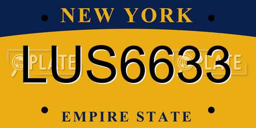 LUS6633 New York License Plate