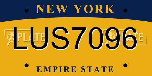 LUS7096 New York License Plate