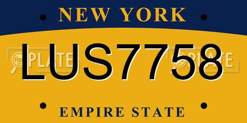 LUS7758 New York License Plate