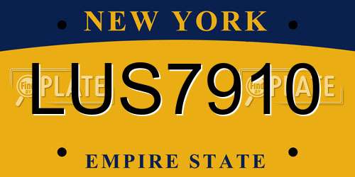 LUS7910 New York License Plate