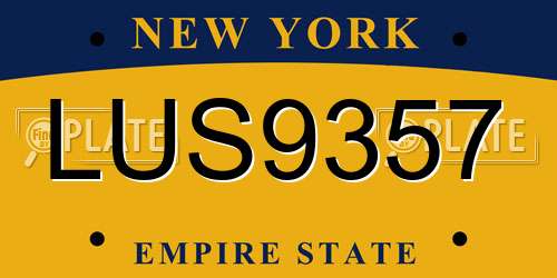 LUS9357 New York License Plate
