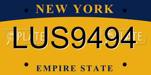 LUS9494 New York License Plate