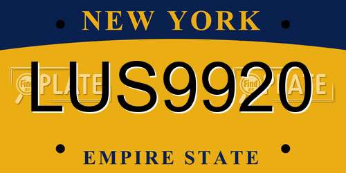 LUS9920 New York License Plate