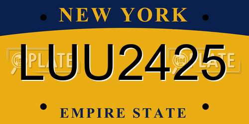 LUU2425 New York License Plate