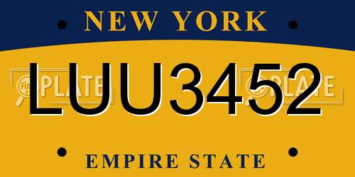 LUU3452 New York License Plate