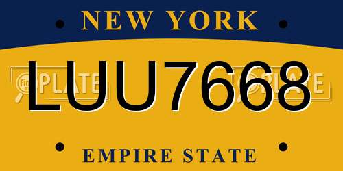 LUU7668 New York License Plate