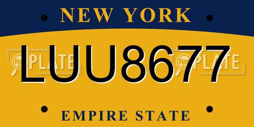LUU8677 New York License Plate