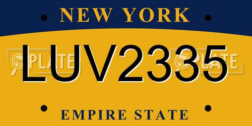 LUV2335 New York License Plate
