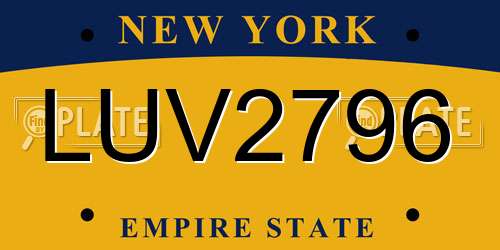 LUV2796 New York License Plate