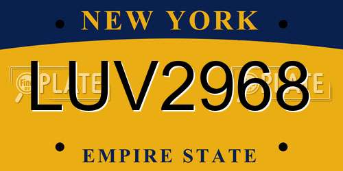 LUV2968 New York License Plate