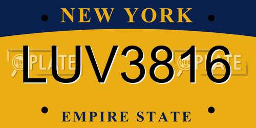 LUV3816 New York License Plate