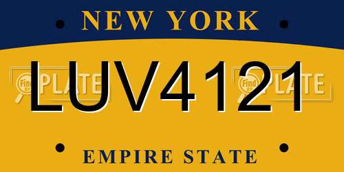 LUV4121 New York License Plate