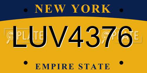 LUV4376 New York License Plate