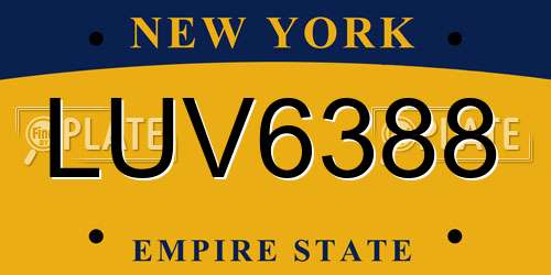 LUV6388 New York License Plate