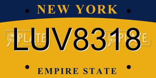 LUV8318 New York License Plate