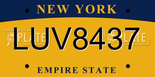 LUV8437 New York License Plate