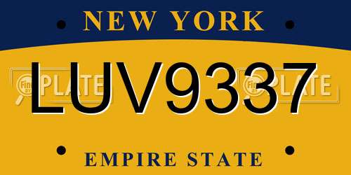 LUV9337 New York License Plate