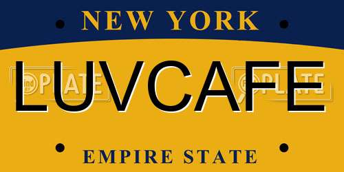 LUVCAFE New York License Plate