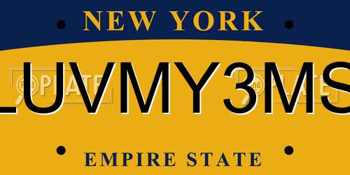 LUVMY3MS New York License Plate