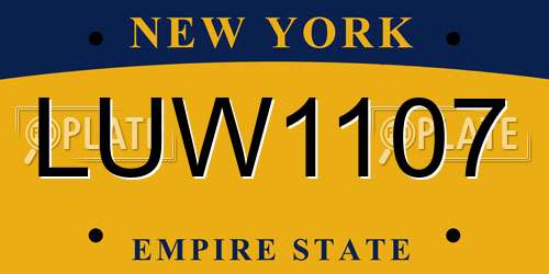LUW1107 New York License Plate