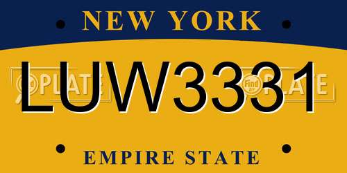 LUW3331 New York License Plate