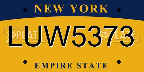 LUW5373 New York License Plate