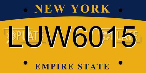 LUW6015 New York License Plate