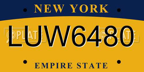 LUW6480 New York License Plate