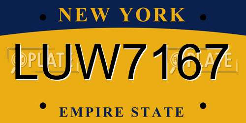 LUW7167 New York License Plate