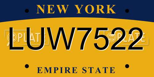 LUW7522 New York License Plate