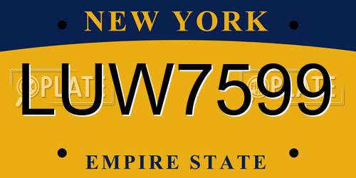 LUW7599 New York License Plate