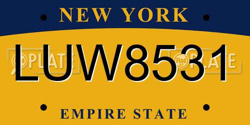 LUW8531 New York License Plate