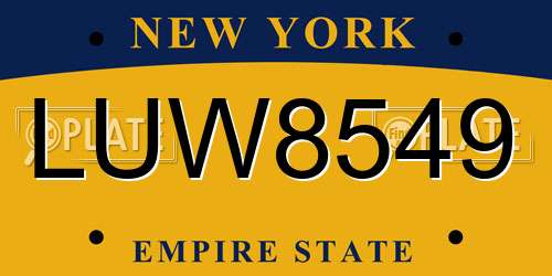 LUW8549 New York License Plate
