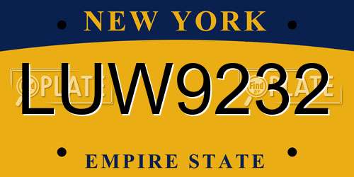 LUW9232 New York License Plate