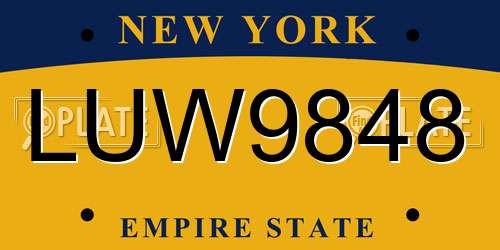 LUW9848 New York License Plate